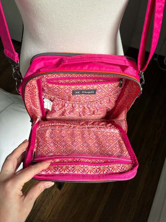 Lug Wrangler Medium Cargo Crossbody Bag in Magenta with Orange Accents - Picture 7 of 8